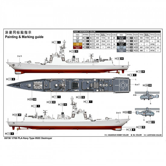 Trumpeter 06730 Сборная модель корабля PLA Navy Type 052C Destroyer (1:700)