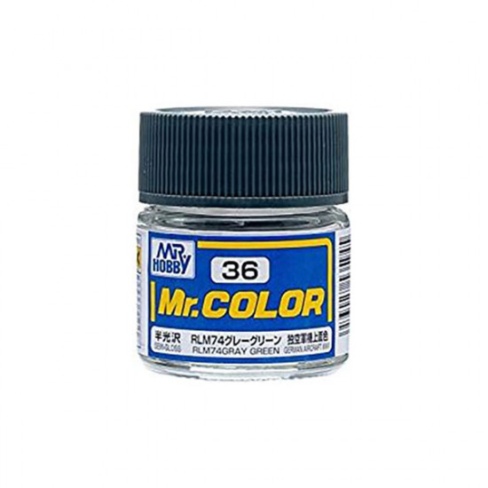 Mr Color C36 Краска эмалевая полуматовая RLM74 GRAY GREEN 10 мл