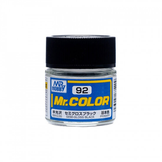 Mr Color C92 Краска эмалевая полуматовая SEMI GLOSS BLACK 10 мл