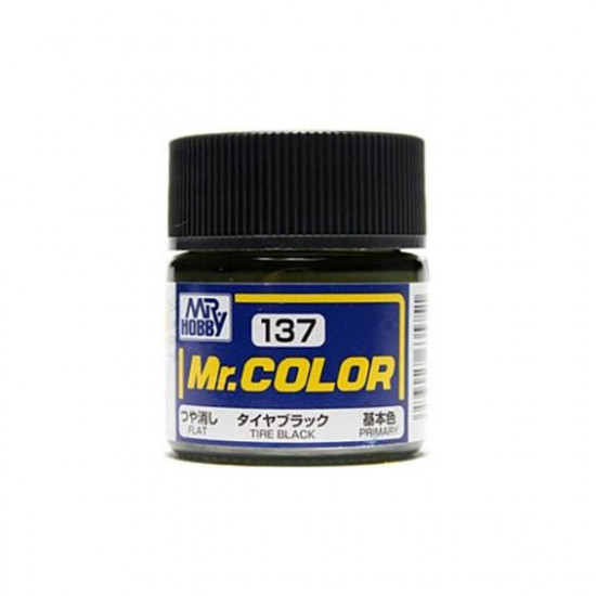 Mr Color C137 Краска эмалевая матовая TIRE BLACK 10 мл